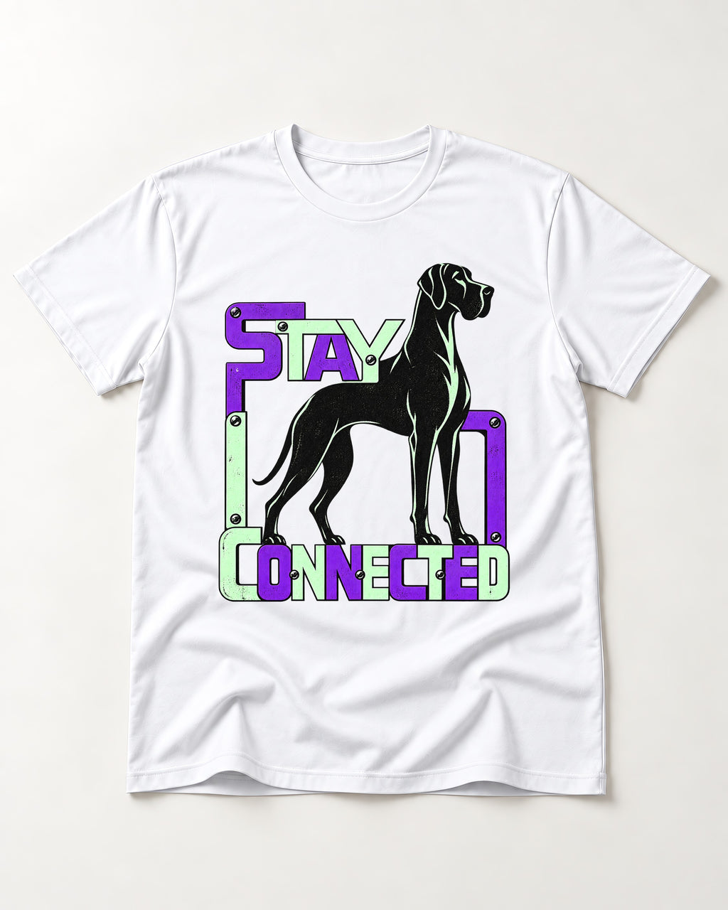 Great Dane Stay Connected Modular Frame Graphic T-Shirt in White, flat lay product photo