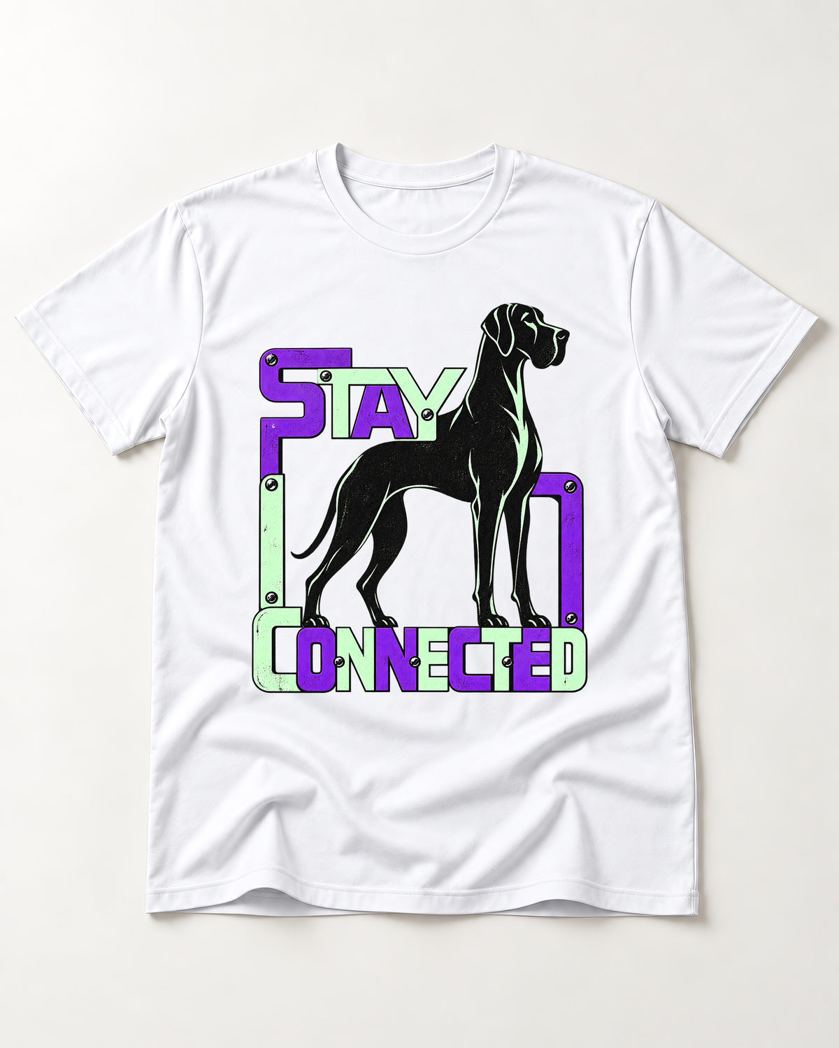 Great Dane Stay Connected Modular Frame Graphic T-Shirt in White, flat lay product photo