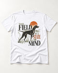German Shorthaired Pointer Field State of Mind T-Shirt in White, flat lay product photo