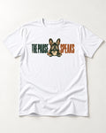 The Frenchie Pause Speaks T-Shirt in White, flat lay product photo