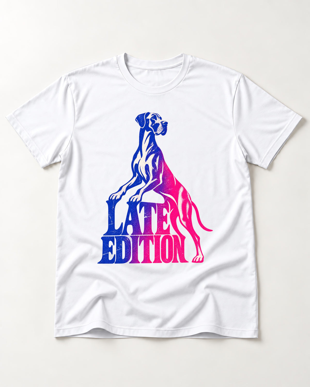 Great Dane Latest Edition Gradient Graphic T-Shirt in White, flat lay product photo