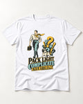 Pug Pack Light Complicate Everything T-Shirt in White, flat lay product photo