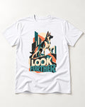 Look Further German Shepherd Dog T-Shirt in White, flat lay product photo