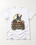 One More Chapter Boston Terrier T-Shirt in White, flat lay product photo