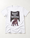 Night Has Openings Frenchie T-Shirt in White, flat lay product photo