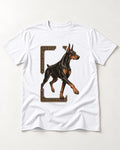 Leave It Open Doberman T-Shirt in White, flat lay product photo