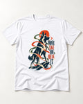 German Shepherd Dog Mean It T-Shirt in White, flat lay product photo