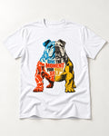 English Bulldog Give Your Whole Self T-Shirt in White, flat lay product photo