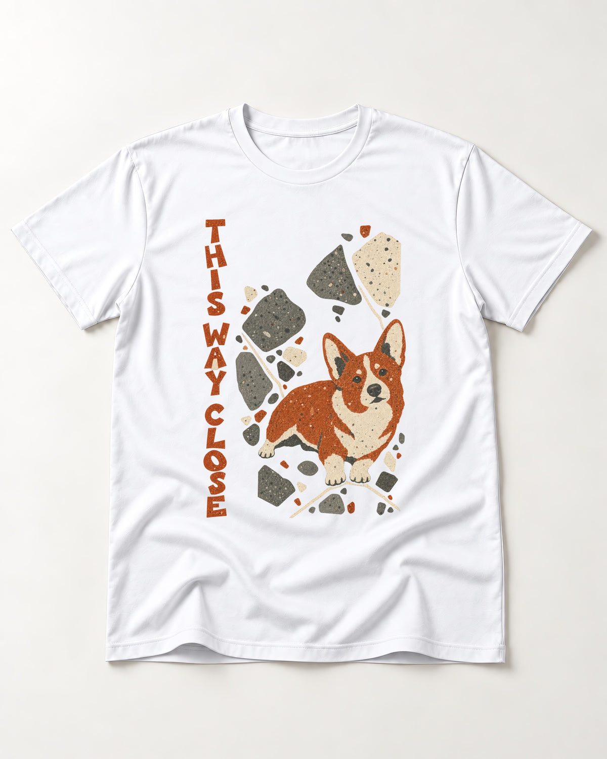 Corgi This Way Close Rubble Graphic T-Shirt in White, flat lay product photo