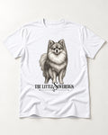 The Little Sovereign Pomeranian T-Shirt in White, flat lay product photo