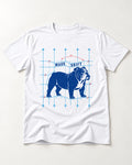 Mass Shift English Bulldog T-Shirt in White, flat lay product photo