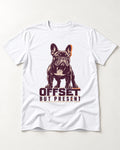 Offset but Present Frenchie T-Shirt in White, flat lay product photo