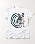 Frenchie Look a Little Left Orbit Graphic T-Shirt in White, flat lay product photo
