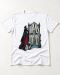 Darkness by Appointment with Yorkshire Terrier T-Shirt in White, flat lay product photo