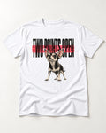 Two Points Open Chihuahua T-Shirt in White, flat lay product photo
