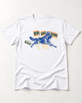News Arrives Second German Shepherd Dog T-Shirt in White, flat lay product photo