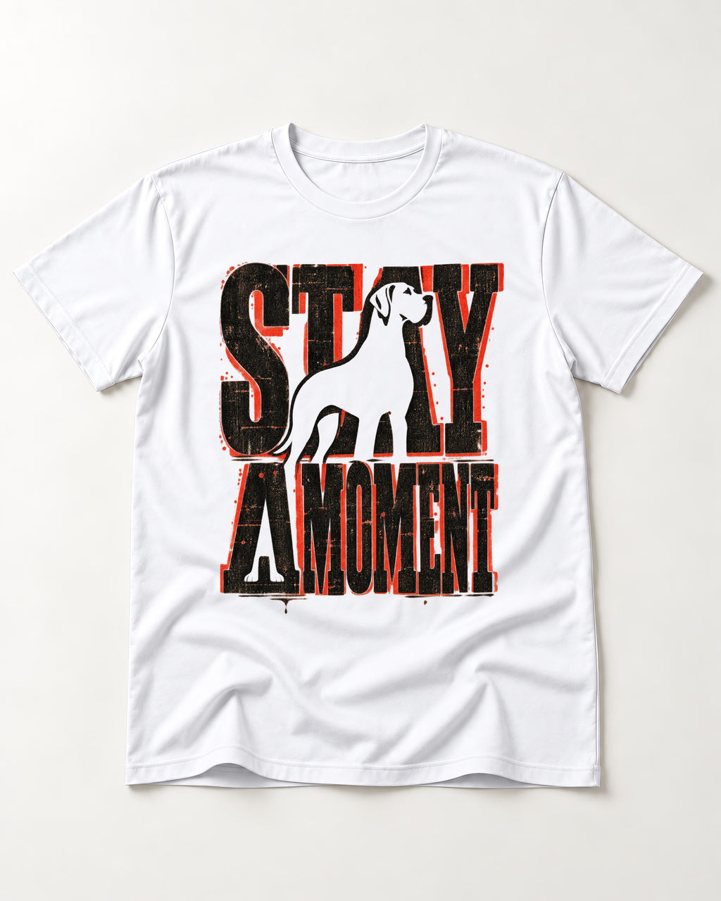 Stay a Moment Great Dane T-Shirt in White, flat lay product photo