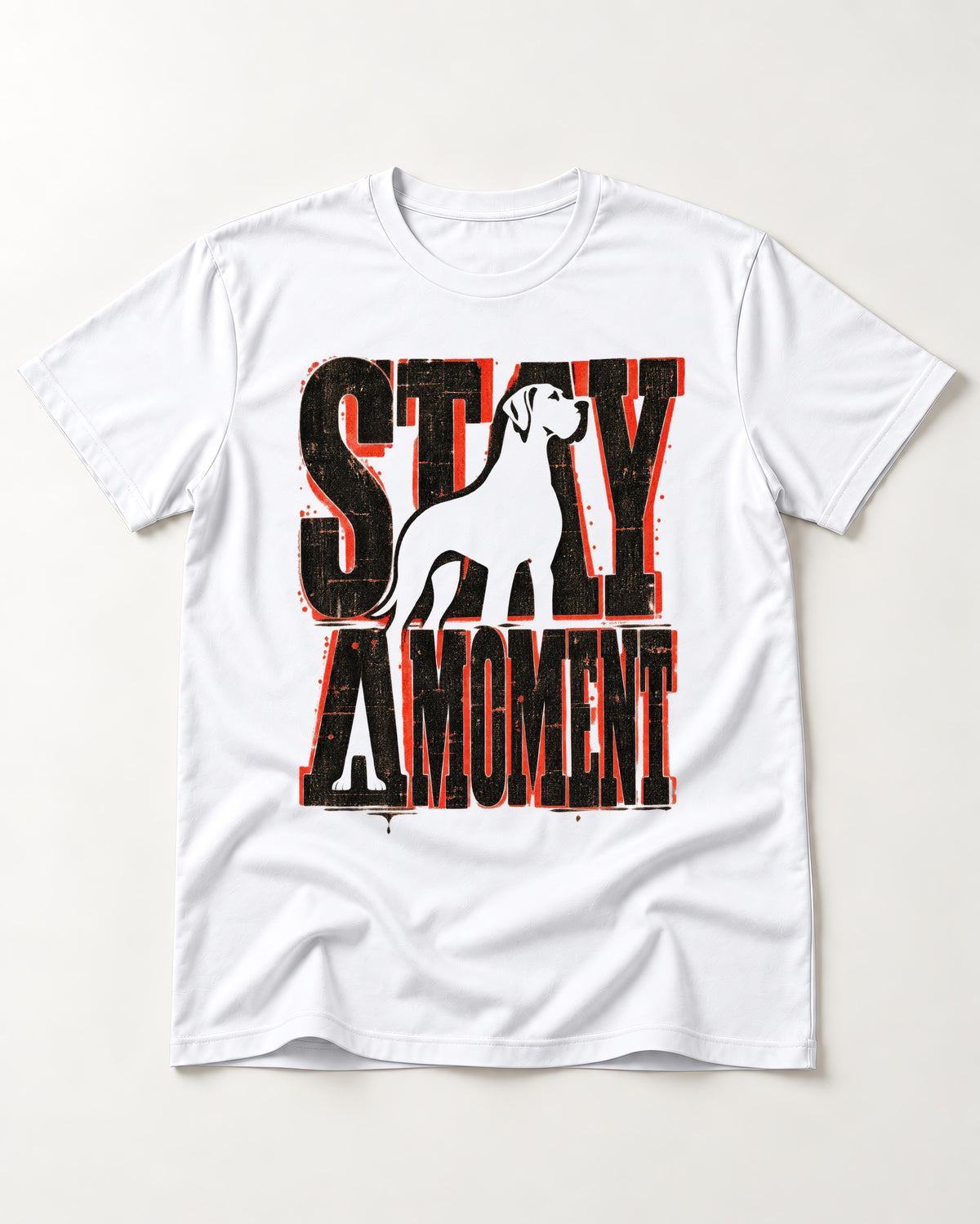 Stay a Moment Great Dane T-Shirt in White, flat lay product photo
