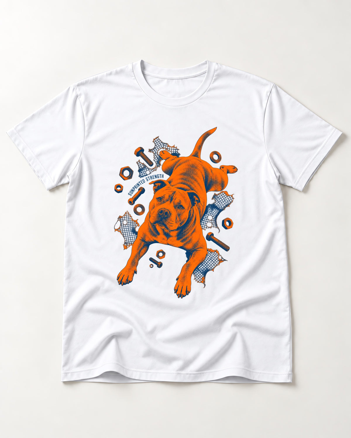 Pitbull Strength T-Shirt in White, flat lay product photo