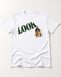 Beagle Look Off Page T-Shirt in White, flat lay product photo