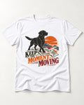Keep the Moment Moving Labrador Retriever T-Shirt in White, flat lay product photo