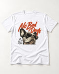 Frenchie No Bad Days T-Shirt in White, flat lay product photo
