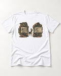 Chihuahua Still Listening T-Shirt in White, flat lay product photo