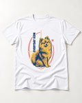 Pomeranian Everyday Icon T-Shirt in White, flat lay product photo