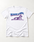 German Shepherd Dog Calm Until the Doorbell T-Shirt in White, flat lay product photo