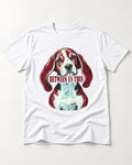 Beagle Between Us Then T-Shirt in White, flat lay product photo