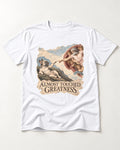 Frenchie Almost Touched Greatness T-Shirt in White, flat lay product photo