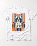 Frenchie Signal T-Shirt in White, flat lay product photo
