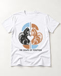 Pomeranian The Shape of Together T-Shirt in White, flat lay product photo