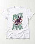 Polite Panic Boston Terrier T-Shirt in White, flat lay product photo