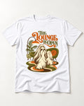 The Shih Tzu Lounge Is Open T-Shirt in White, flat lay product photo