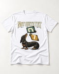 Not Quite Yet Dachshund T-Shirt in White, flat lay product photo