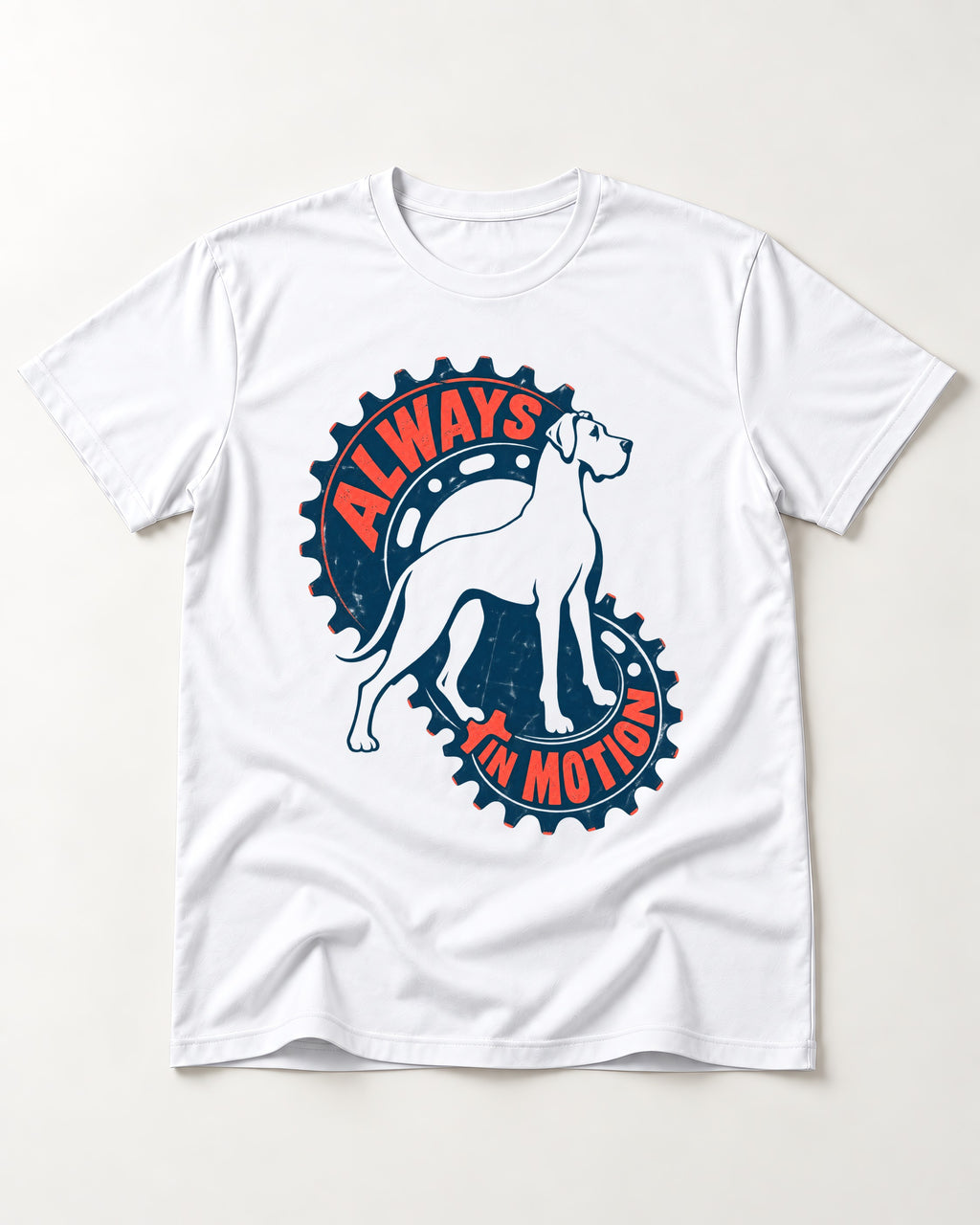Great Dane Always in Motion T-Shirt in White, flat lay product photo