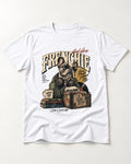 Frenchie Social Club T-Shirt in White, flat lay product photo