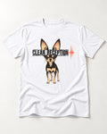 Chihuahua Clear Reception T-Shirt in White, flat lay product photo