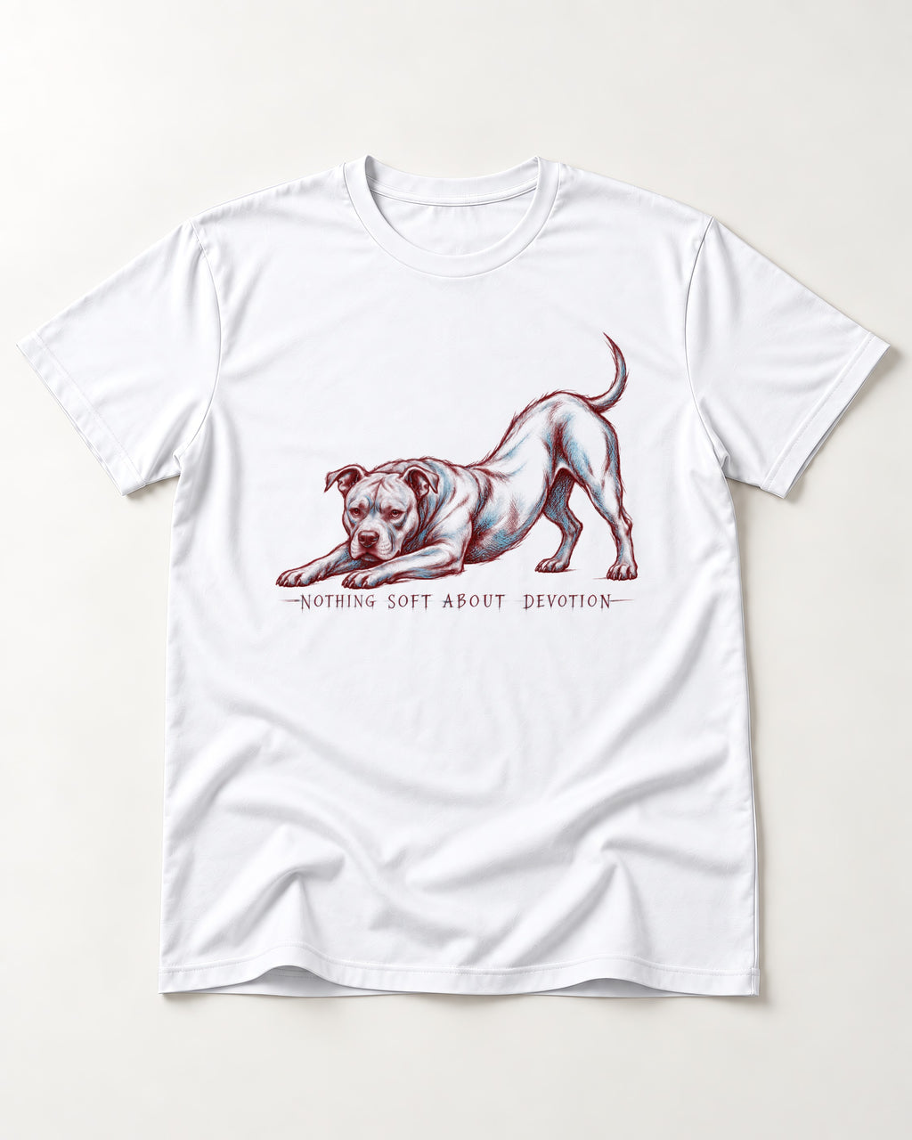 Nothing Soft About Pitbull Devotion T-Shirt in White, flat lay product photo