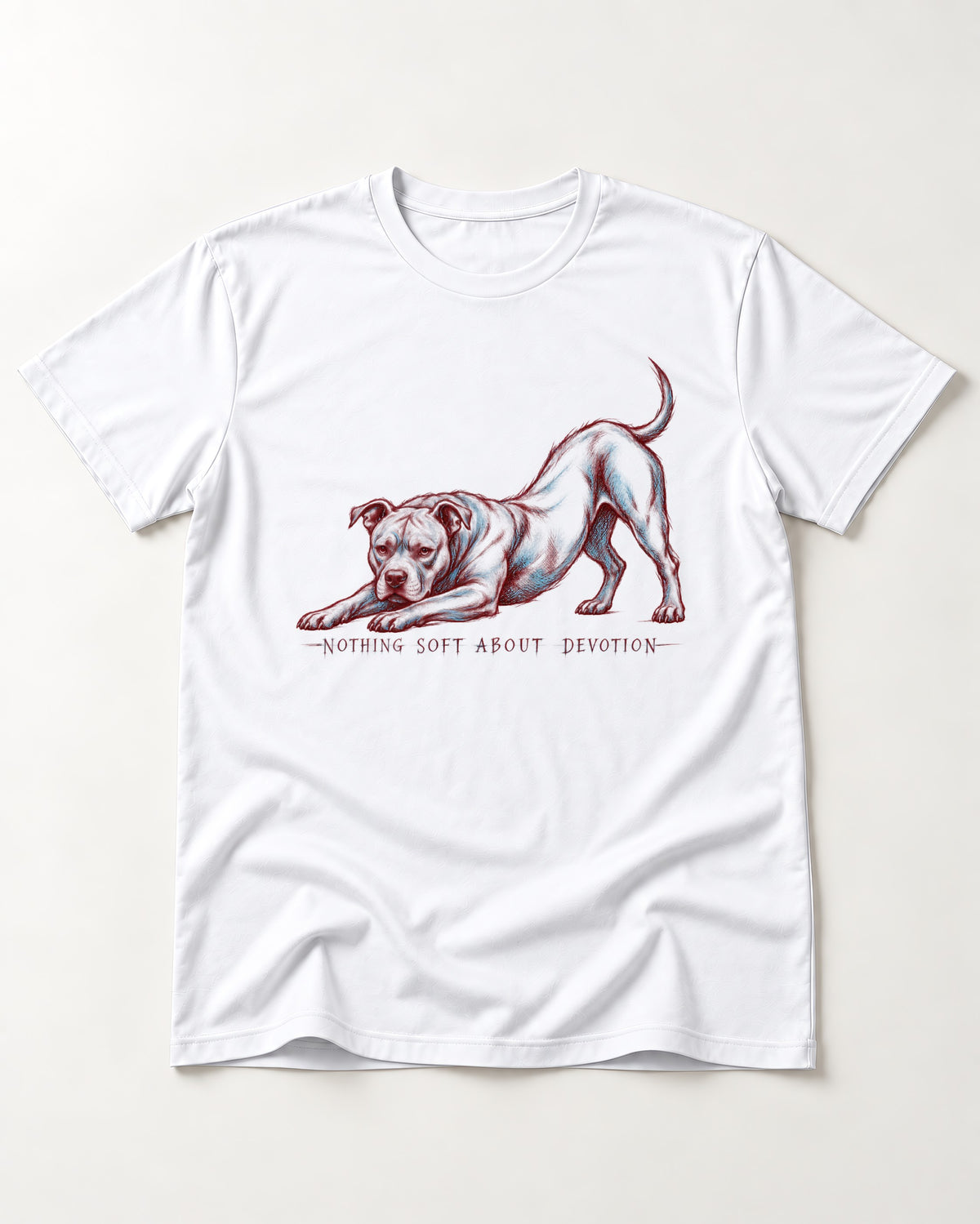 Nothing Soft About Pitbull Devotion T-Shirt in White, flat lay product photo