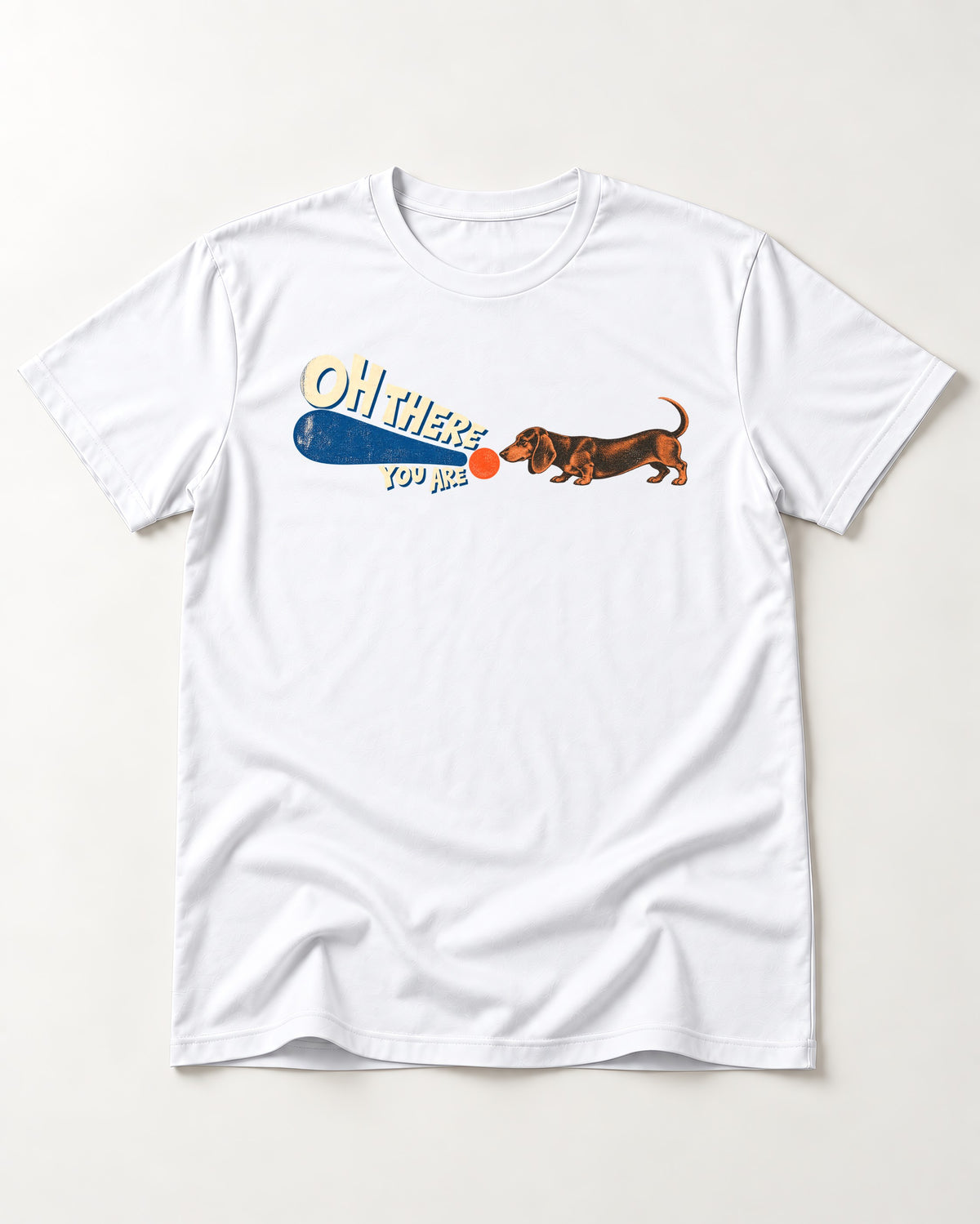 Dachshund Oh There You Are Ball Graphic T-Shirt in White, flat lay product photo