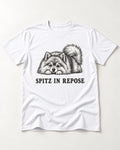 Pomeranian In Repose T-Shirt in White, flat lay product photo
