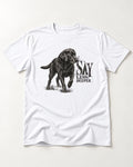 Say Less Deeper Labrador Retriever T-Shirt in White, flat lay product photo