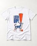 Listen Up Chihuahua T-Shirt in White, flat lay product photo