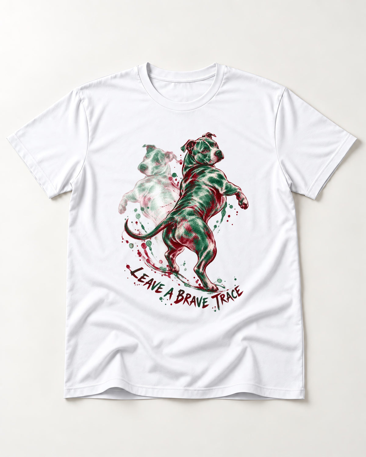 Pitbull's Brave Trace T-Shirt in White, flat lay product photo