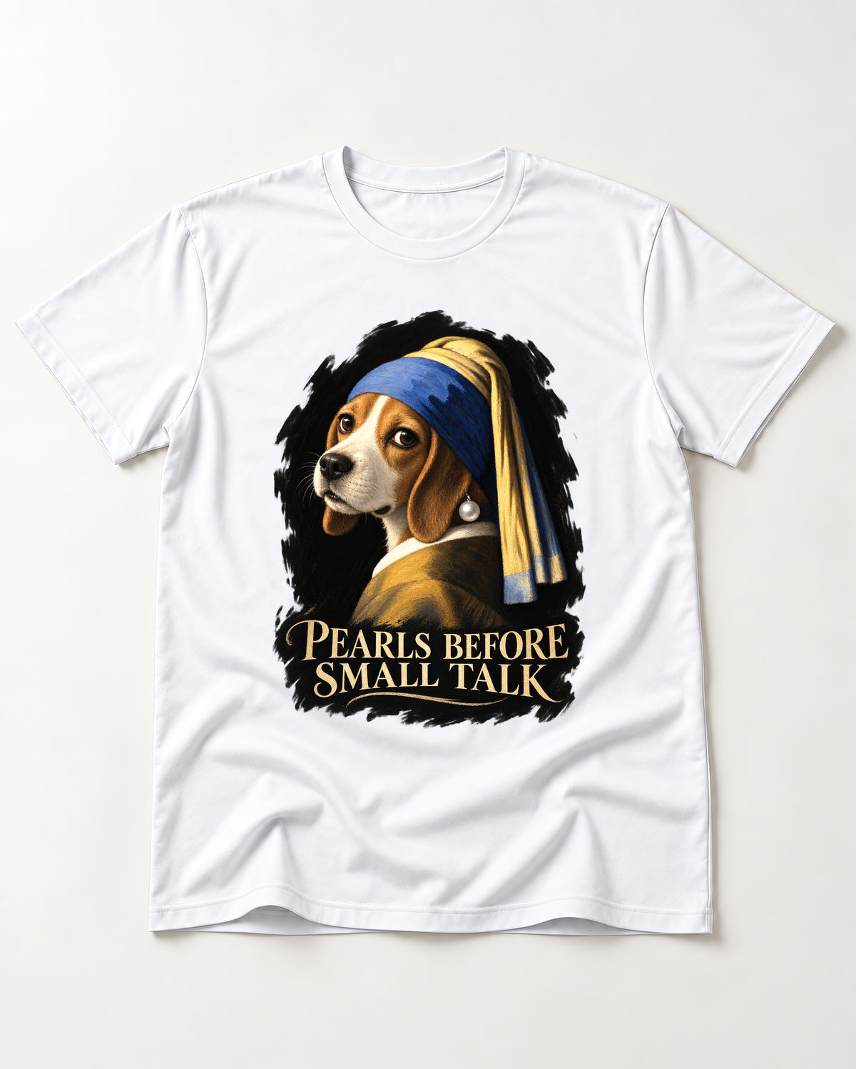 Beagle Paris Before Small Talk T-Shirt in White, flat lay product photo