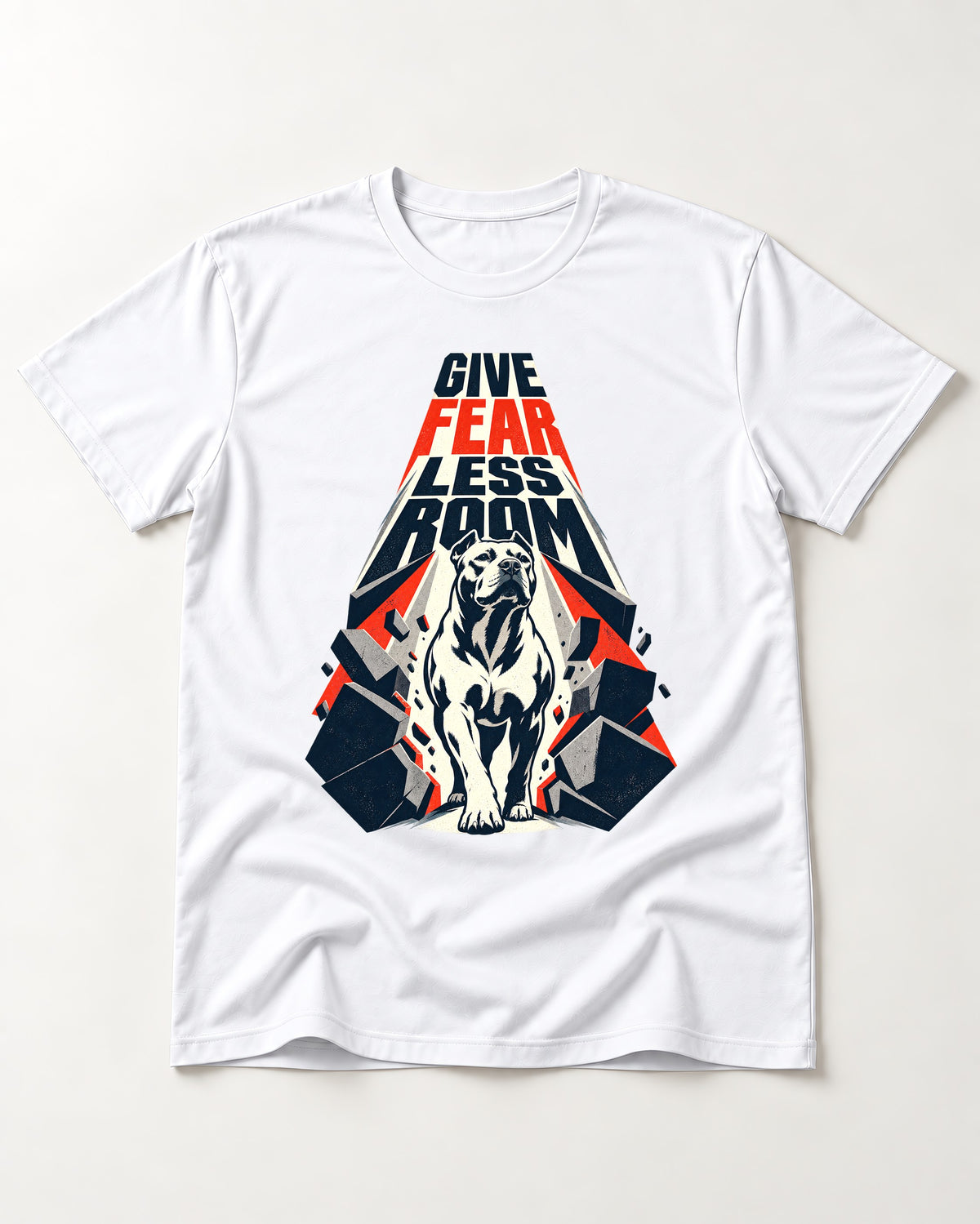 Pitbull Give Fear Less Room Breakthrough Graphic T-Shirt in White, flat lay product photo