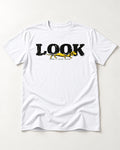 Look Lower for Dachshund T-Shirt in White, flat lay product photo