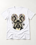 Frenchie Frequency T-Shirt in White, flat lay product photo